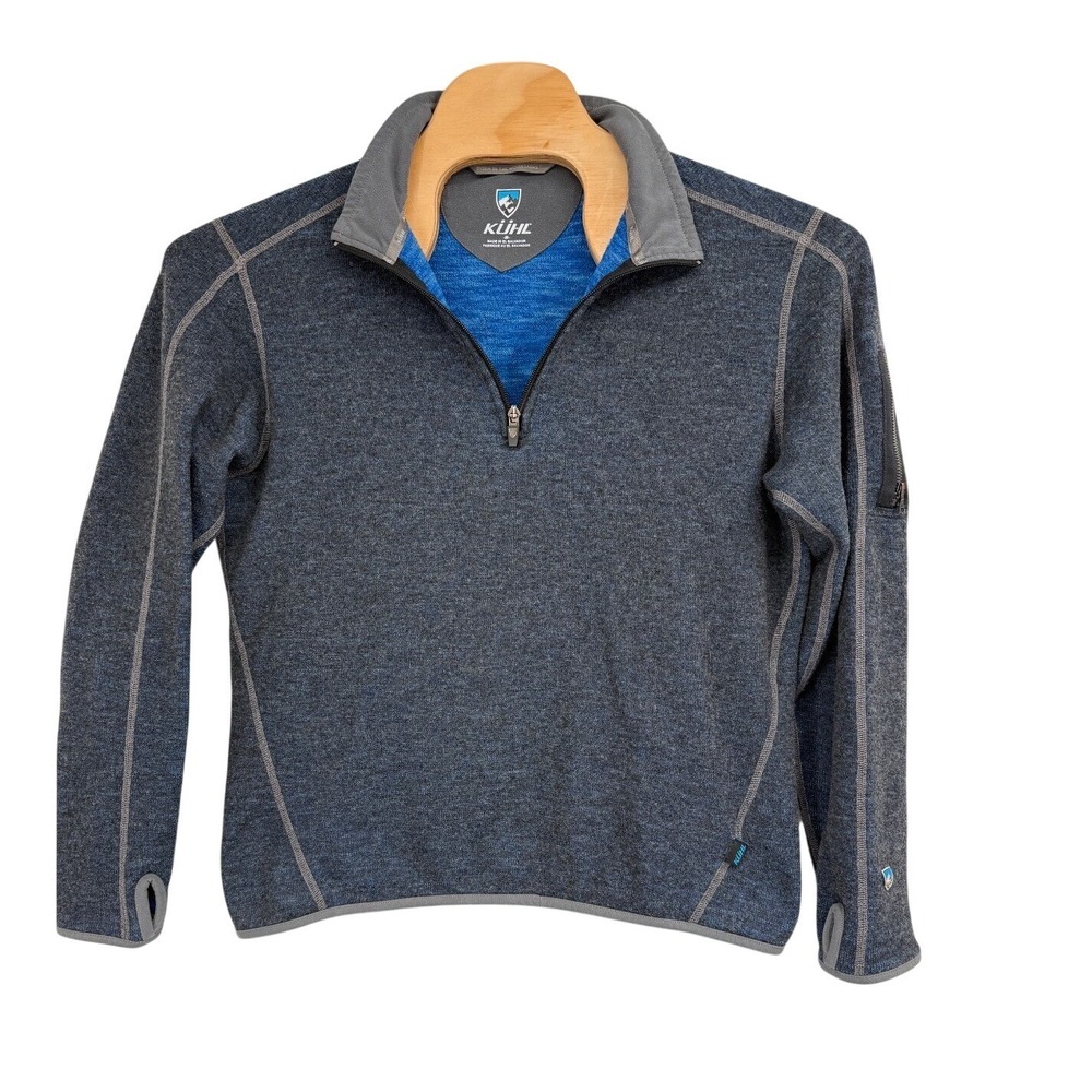 Kuhl Chianti Fleece 1/4 Zip Pullover Thumb Hole Wool Blend Mens M‎